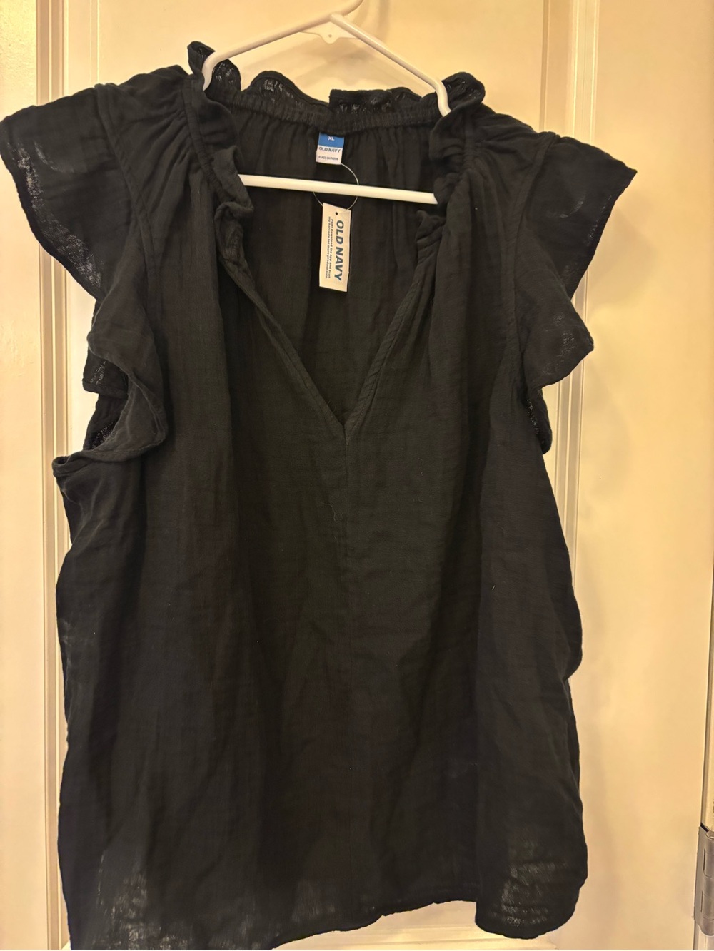 Old Navy Black Ruffle Sleeve V-Neck Blouse